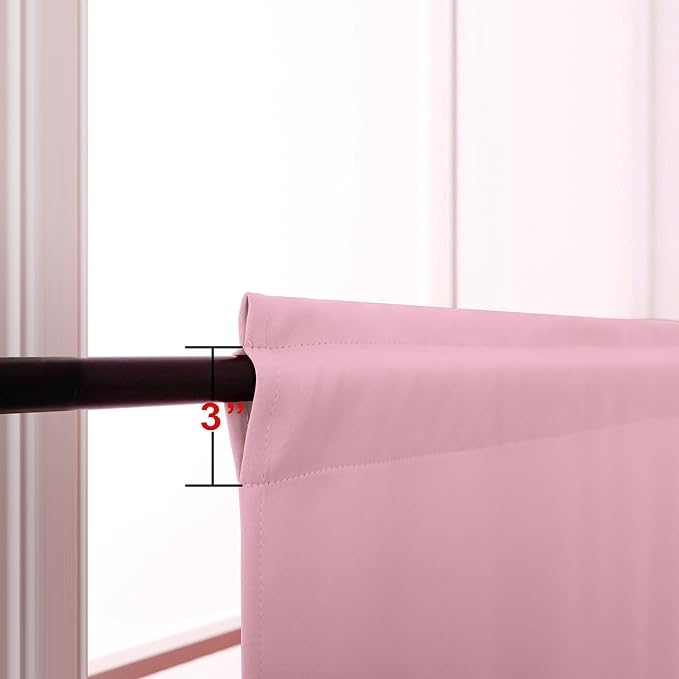 KOUFALL Pink Oven Skirt Curtain for Door, Rod Pocket 2 Panels Solid Color No Pattern Durable Cabinet Curtains for Kitchen Shelves, 24" W x 30" L