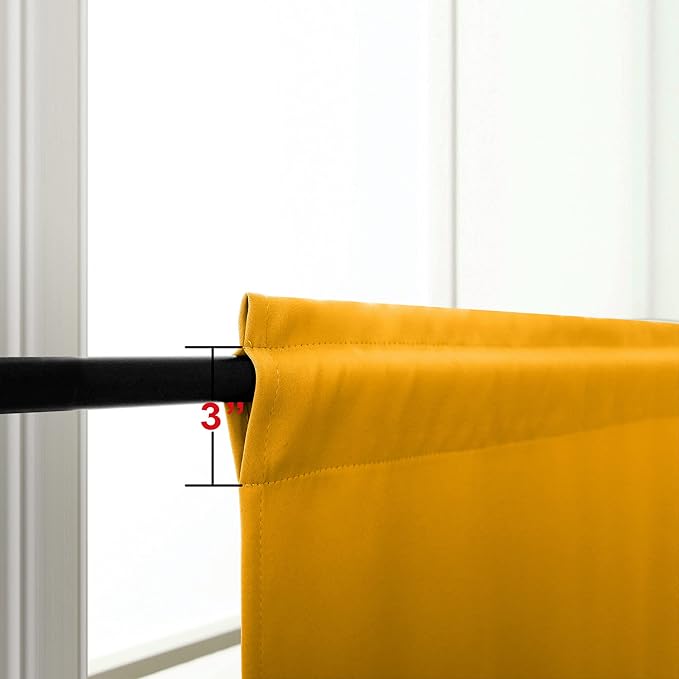 KOUFALL Yellow Kitchen Curtains,Blackout Short Curtains for Small Bathroom Window,24 Inch Length Set of 2 Pack