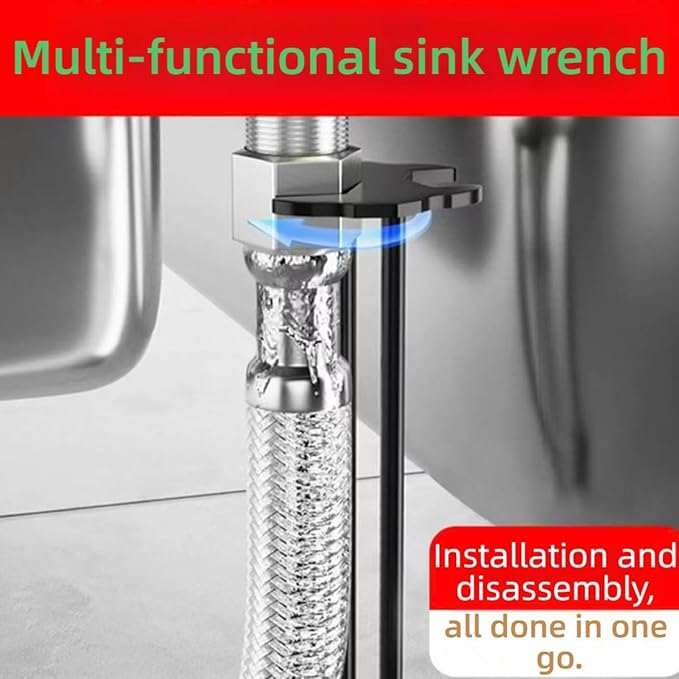 2 Pcs Multifunctional Sink & Basin Faucet Wrench Set, Plumbing Tools for Tight Spaces Under Sink, Kitchen Bathroom Home Installation and Repair