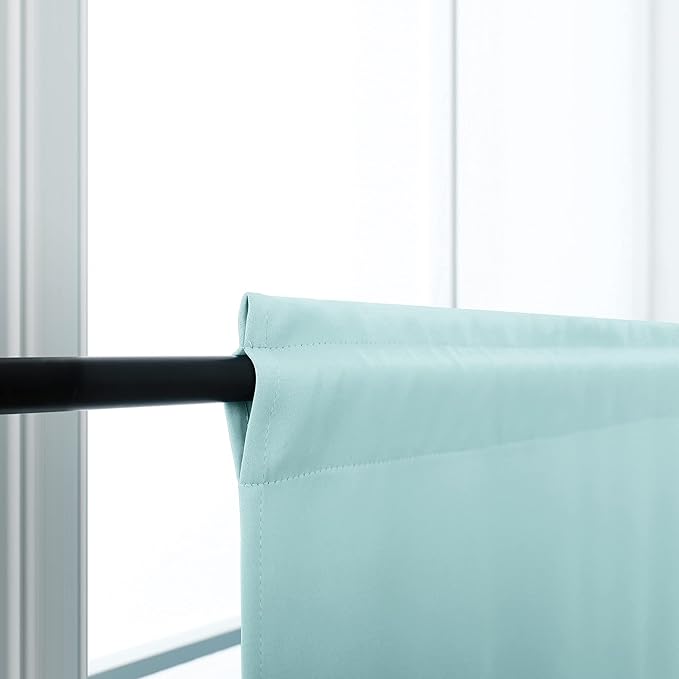 KOUFALL Heat Blocking Curtains for Bedroom Short,Blackout Insulated Thermal Summer Curtains for Living Room,Mint Green/Seafoam/Light Aqua Colored