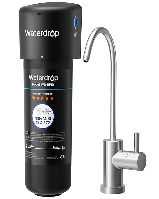Waterdrop 10UB Under Sink Water Filter System with Faucet, Reduces PFAS, PFOA/PFOS, Lead, Chlorine, Bad Taste & Odor, NSF/ANSI 42 Certified, Under Sink Water Filter with Faucet, 1 Year
