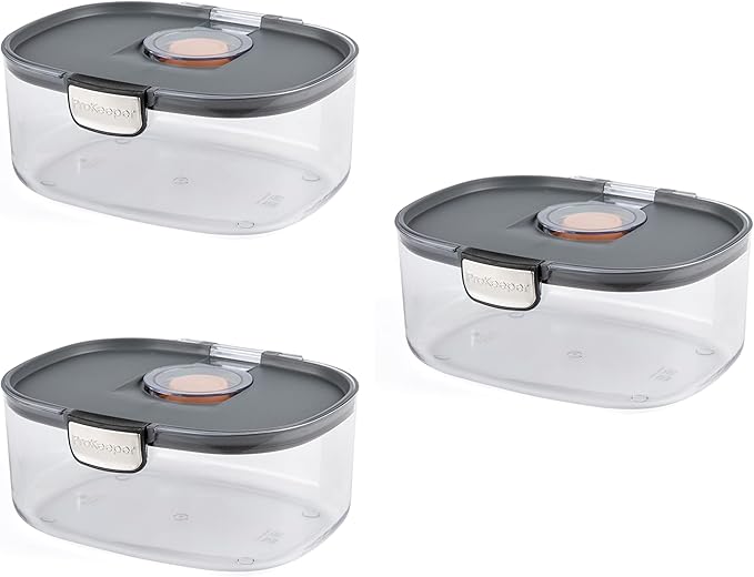 Progressive ProKeeper International Airtight Food Storage Container with Terracotta Disk for Freshness, Stackable & Dishwasher Safe, Ideal for Cookies, Baked Goods, & More 3 Quart, 3-Piece