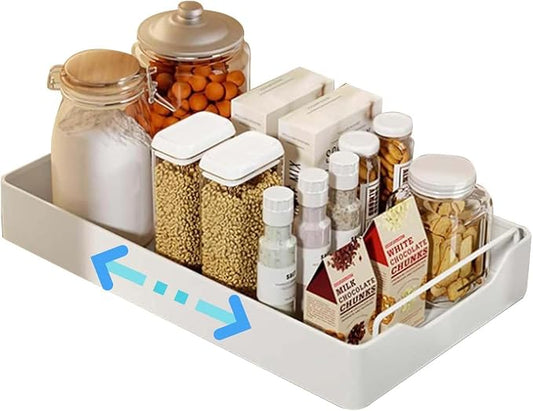 Pull-Out Kitchen Drawer Telescopic Slide-Out Drawer for Cabinets 25cm x 43cm x 7cm No Drilling Required Extendable and Ideal for Kitchen Storage Solutions