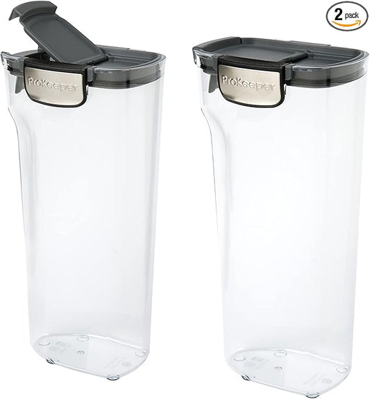 Progressive International ProKeeper+ Clear Plastic Airtight Food Baker's Kitchen Storage Organization Container Canister Set with Magnetic Accessories, 2- Piece Set (Pasta 2.4-Quart)