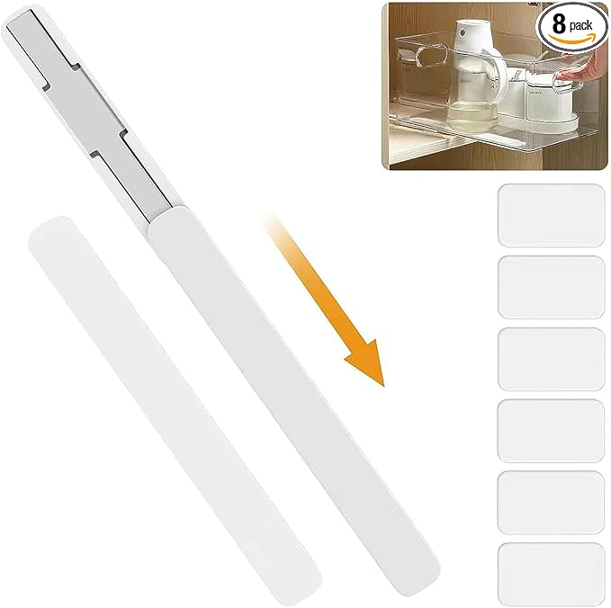 Summark 8 PCS Pull Out Rail for Baskets or Bins.Storage and Organization Accessories for Cabinet,Shelves.DIY Drawer Organizers Slides