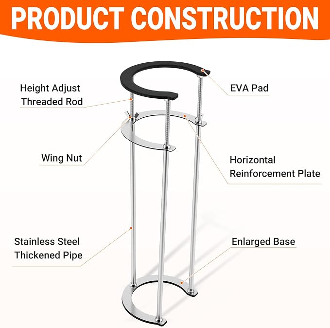 Undermount Sink Brackets,Stainless Sink Support,17.3"-28.3" Adjustable Under Sink Support Legs,Sink Install Repair System for Kitchen and Bathroom, 3 Rods