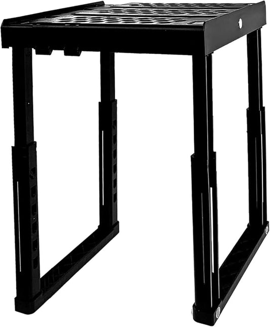 Piffny Locker Organizer Shelf， Adjustable Width and Height, Stackable, Ideal Locker Shelf for School, Office, Gym Lockers, or Even Kitchen Cabinets & Under Sink Organization (Black),(PLKSLF01)