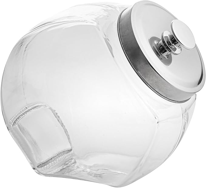 Restaurantware Candy Jar 3 Count 0.56 Gallon Glass Candy jars With Lids Airtight Storage, Wide Opening, Clear, Durable, Dishwasher-safe, For Cookies and Snacks