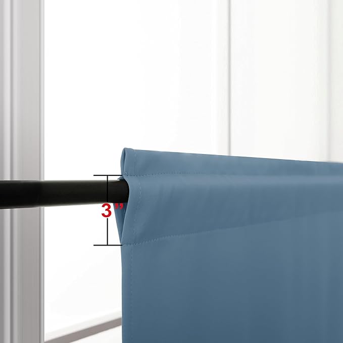 KOUFALL Blue Curtains for Bedroom Short Blackout Light Blocking Thermal Curtains for Summer Heat,30 Inch Length,Slate Blue