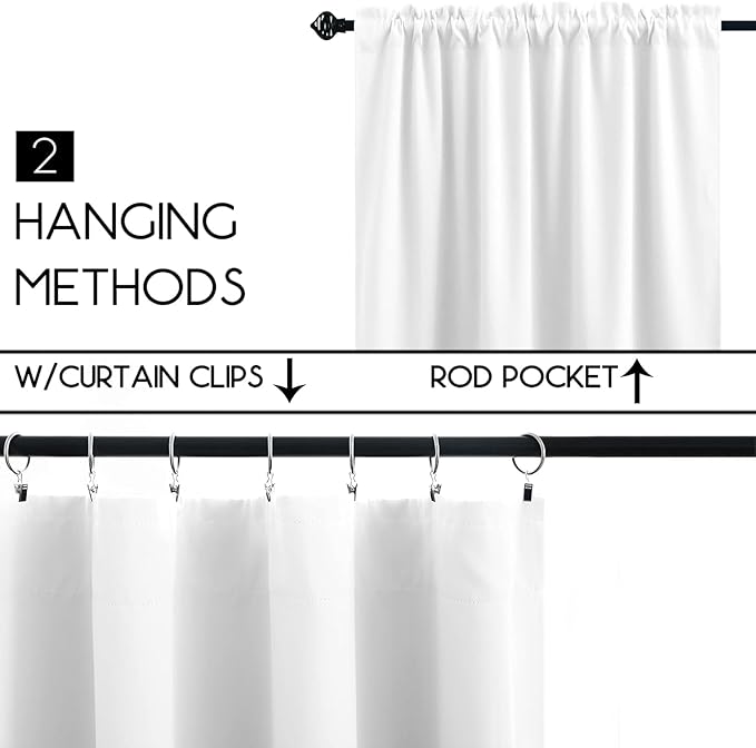 KOUFALL White Curtains for Small Bathroom Window,50% Blackout Short Curtains for Bedroom,24 x 30 Inch Length