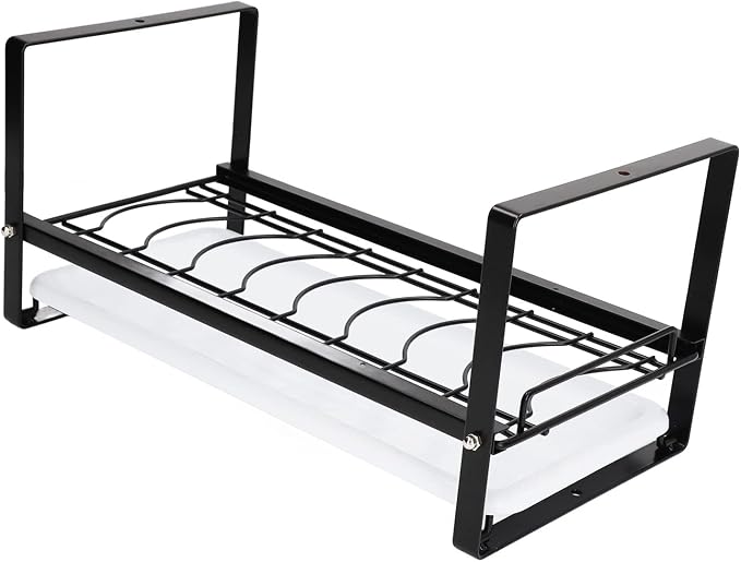 Kitchen Cabinet Storage Shelf Rack Durable Organization for Home (Black)