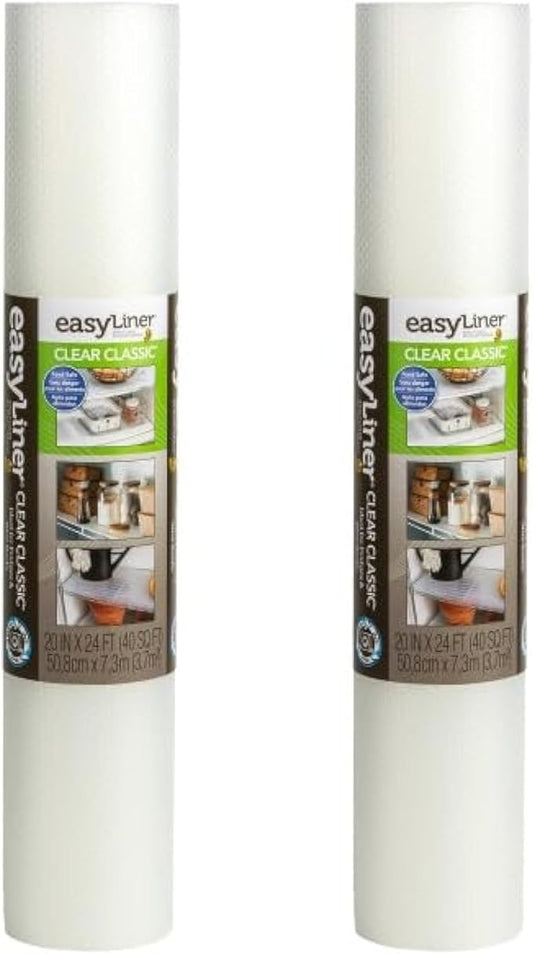 Duck Brand Clear Classic EasyLiner Shelf Liner, Non-Adhesive, Clear, 20 Inches x 24 Feet, 2 Rolls