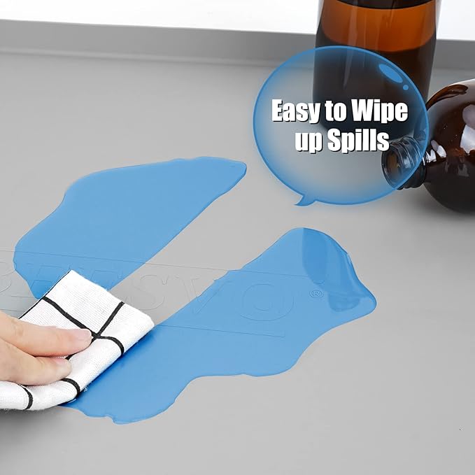BEESVO Under Sink Mat for Kitchen Waterproof, 28" x 19" Silicone Under Sink Liner Kitchen & Bathroom Cabinet Protector Mats, Heavy Duty Flexible Under Sink Drip Tray with Lip, Cool Grey