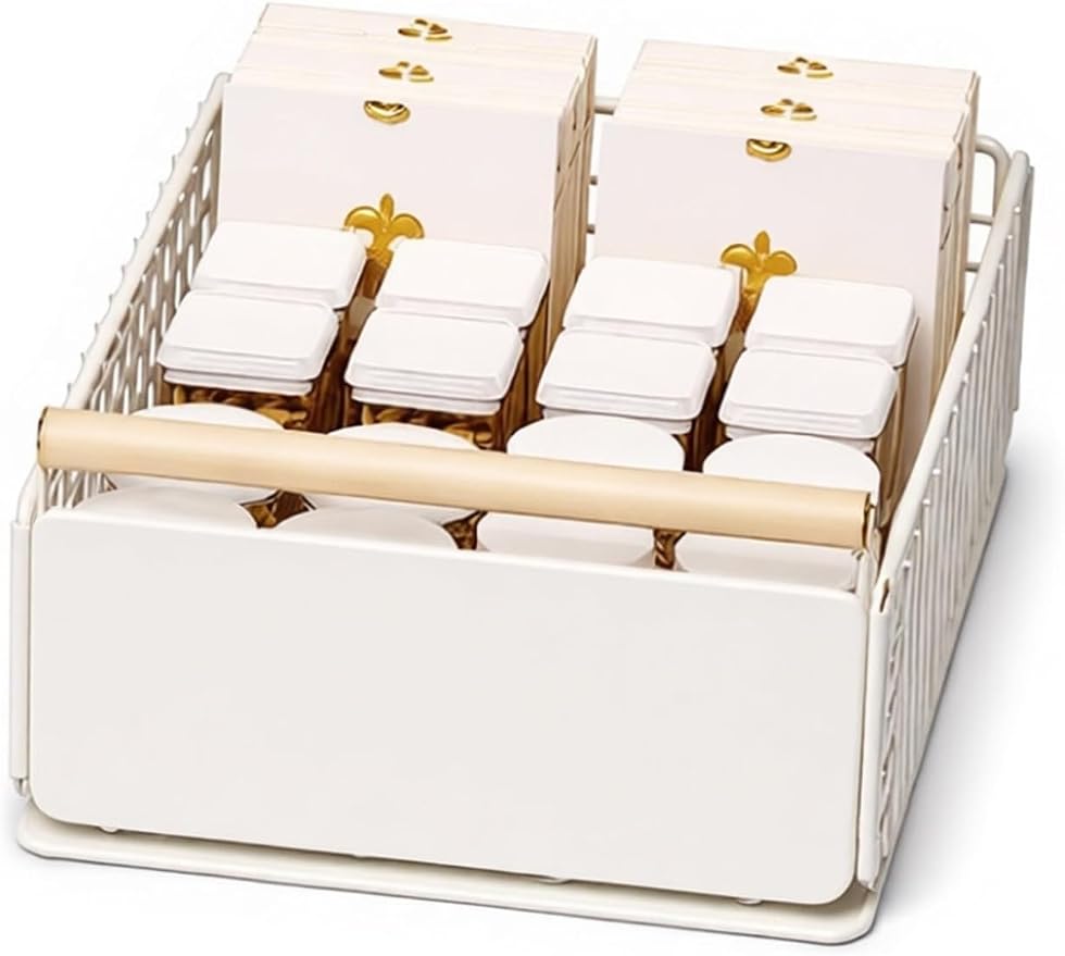 Pull Out Drawers For Kitchen Cupboards- No Drill Drawers for Cabinets Adjustable Non-Slip Feet(Milk,23.5x39.5x11 cm)