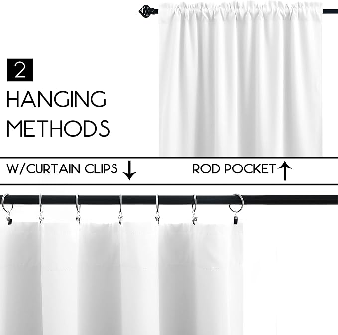 KOUFALL Small Window Curtains White Short 30 Inch Length Semi Blackout for Kitchen Bathroom Door Laundry Room