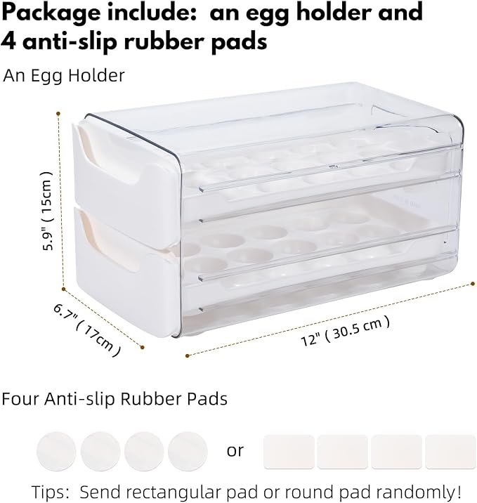 Egg Storage for Refrigerator, Egg Holder for Kitchen Countertop, PET & PP Egg Container for Fridge, Egg Dispenser for 36 Eggs, Double Layer, 18 Eggs per Layer (Orange)