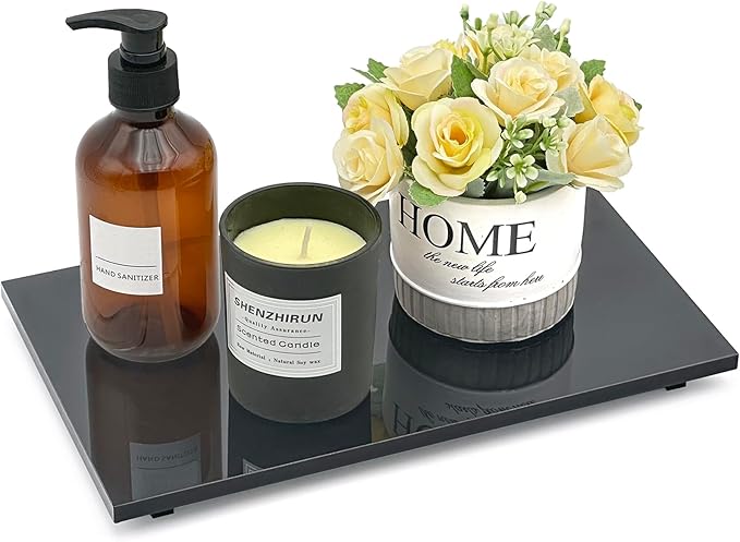 Acrylic Soap Pedestal Stand Sink Tray for Kitchen Bathroom Counter, Black