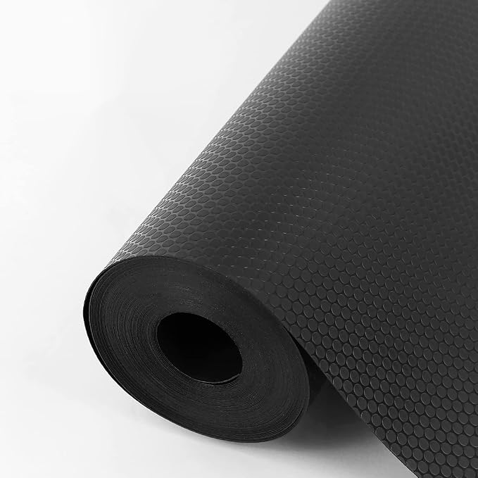 WochiTV Shelf Liners for Kitchen Cabinet Liner, 11.8 Inch x 30 Ft, Non Adhesive EVA Plastic Waterproof Protectors Mats for Drawer, Pantry, Bathroom Closet, Cupboard, Black