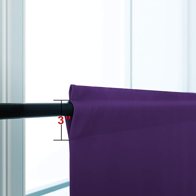 KOUFALL Purple Blackout Curtains for Bedroom,Small Curtains for Bathroom Window,Plum,24 Inch Length