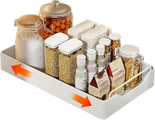 Pull Out Drawers for Cabinets Extendable Drawer Kitchen Expandable Drawer Pull Slide Out Drawer with Handle Stainless Steel Extendable Cabinet Organizer No Drilling and Nailing Required
