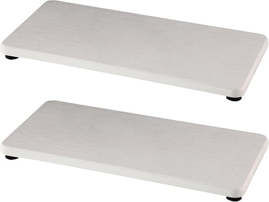 NiuYichee 2 Pcs Water Absorbing Stone Trays, Kitchen/Bathroom Sink Soap Dish, Diatomite Tray Used for Hand Soap & Cosmetic Bottles in The Modern Home, 4" W x 8.3" L, White