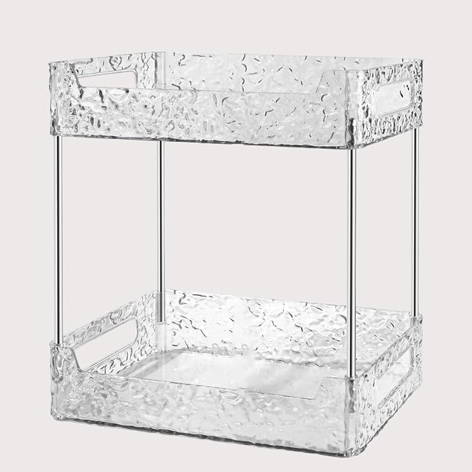 Bathroom Counter Organizer, Makeup Perfume Organizer Storage for Coutertop Bathroom Vanity Sink Desk Office Kitchen Tool (Crystal Clear, 2-Tier)