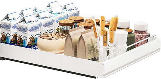 Stainless Steel Pull Out Cabinet Organizer, Pull Out Drawers for Cabinets, Slide Out Drawers for Kitchen Cabinets, Bathroom Cabinet Organizer, Pantry, No Drill,15.7" w*19.7" dx2.36 h