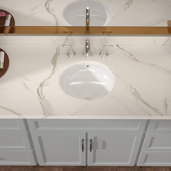 Lordear Undermount Bathroom Sink 18x15 Inch Oval Vessel Sink White Porcelain Ceramic Bathroom Vanity Sink Under Counter Lavatory Basin with Overflow Modern Art Basin