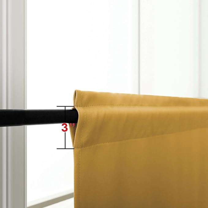 KOUFALL 24 Inch Small Curtains for Kitchen Gold Short Blackout Mini Curtains for Bedroom Bathroom 2 Panels,34x24 in Long