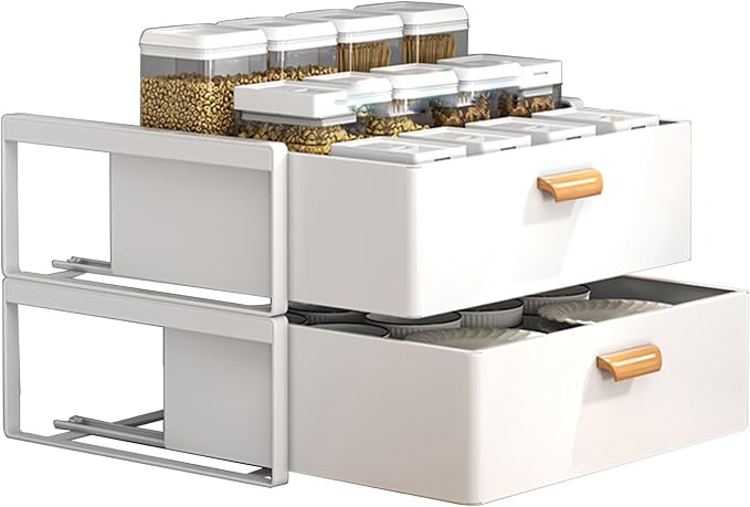 Pull Out Drawers for Cabinets Expandable Drawer Slide Out Cabinet Organizer Kitchen Extendable Drawers Storage Shelves for Kitchen Cabinets Extendable Pull Out Drawer, 40*41*34.4cm, White