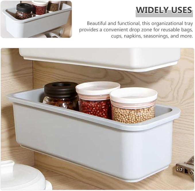 BESPORTBLE Wall-mounted Pull-out Storage Organizer Box Gray, Self-adhesive No-drill Kitchen and Bathroom Hanging Rack, Cabinet Storage Basket for Small Space Organization