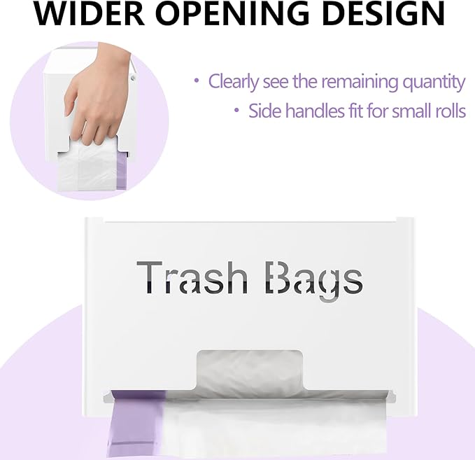 STWWO 2-Pack Trash Bag Holder Dispenser, Stackable Garbage Bag Dispenser, Extra Large Trash Storage Organizer for Kitchen Laundry Under Sink, Wall Mounted or Freestanding, Metal White
