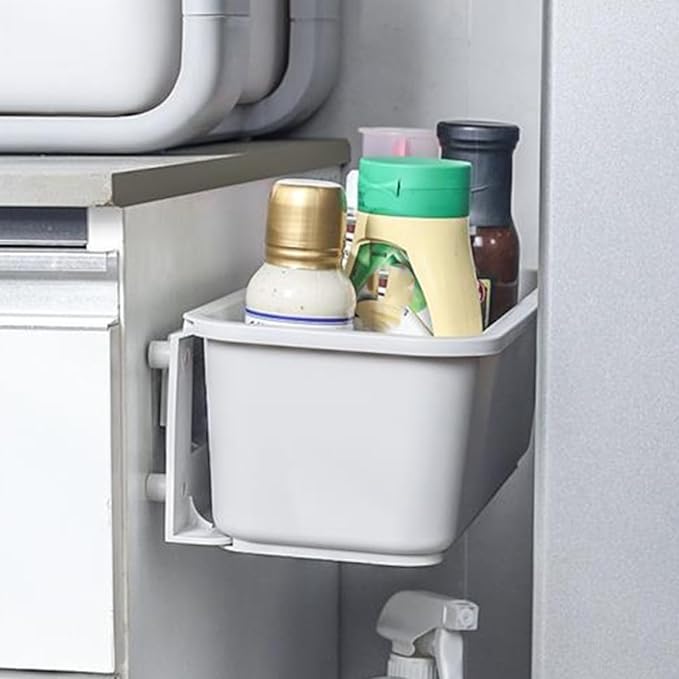 Ipetboom Cabinet Pull out Drawer Organizer Gray, Wall Mounted No-drill Kitchen Storage Box with Sliding Tray for Utensils and Silverware, Space-saving Pantry and Cabinet Organizer