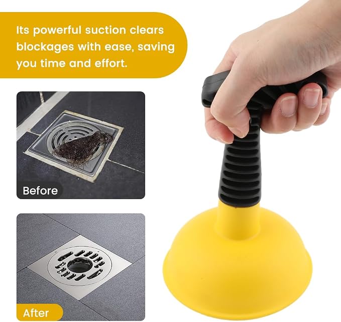 Sink Plunger with Drain Clog Remover, Mini Plunger with Short Handle, Hand Drain Plunger Easy to Use Unclogging Tool for Kitchen Sink,Bathroom Toilet, Shower Tub