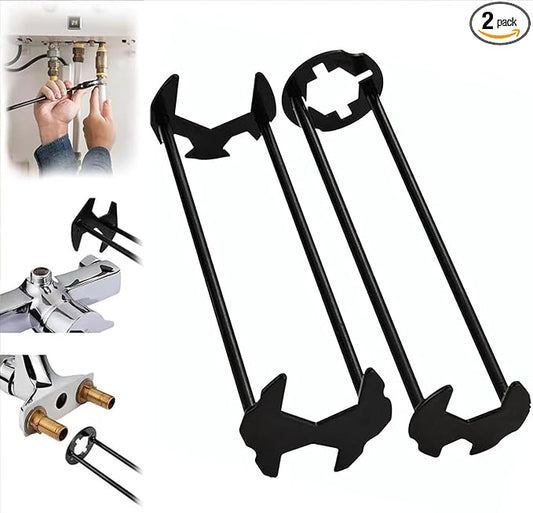 2 Pcs Multifunctional Sink Wrench, 2026 New Sink Wrench Faucet Tool Plumbing Tool, Under BasinSink FaucetWrench Tight Spaces for Kitchen and Bathroom
