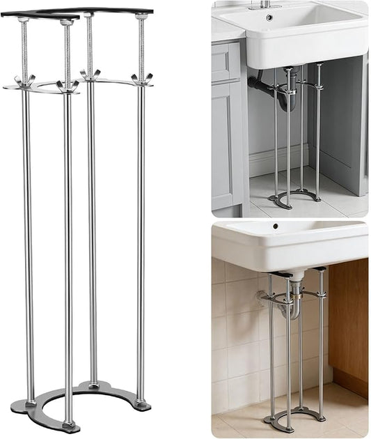 Undermount Sink Brackets,Stainless Sink Support,18.1"-31.1" Adjustable Under Sink Support Legs,Sink Repair Install System for Bathroom and Kitchen,4 Rods