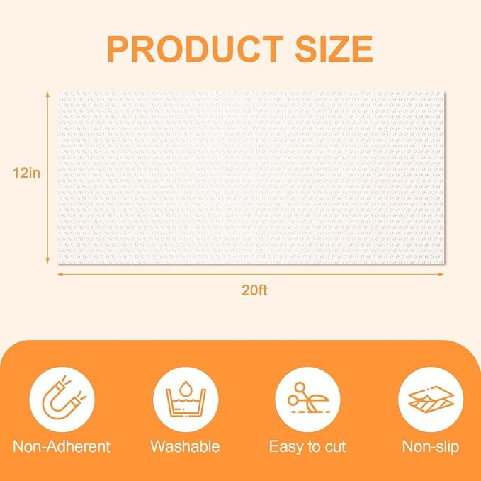 FEXIA Shelf Liner 12 Inch x 20 FT Clear Non Slip Waterproof Cabinet and Drawer Liner for Kitchen Cabinet Refrigerator Pantry Closet Durable Non Adhesive