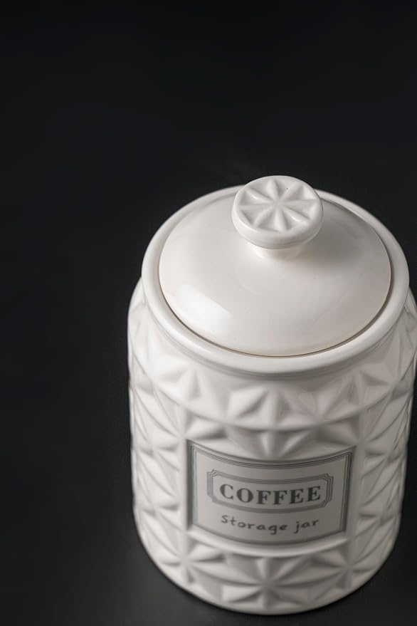 Large Azure Starfield Ceramic Canisters Sets For The Kitchen For Countertop Set of 3 Airtight Canisters For Ground Coffee Sugar Storage Jars With Lids Containers for household or kitchen use