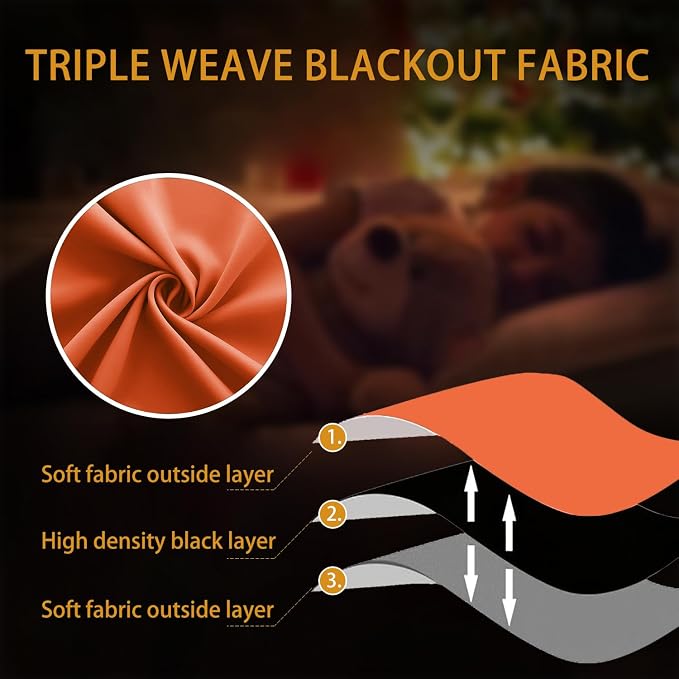 KOUFALL Fall Kitchen Cafe Curtains 24 Inch Length for Window Over Sink,Orange Autumn Pumpkin Color Blackout Decorative Curtains