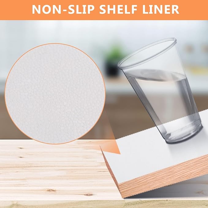 WochiTV Shelf Liner for Cabinets, Drawer 11.8 x 354 inches, Non Adhesive Non Slip Foam Mat for Kitchen, Pantry, Bathroom, Cupboard, Garage, Closet, Shelves, Drawer, Tool Box, White