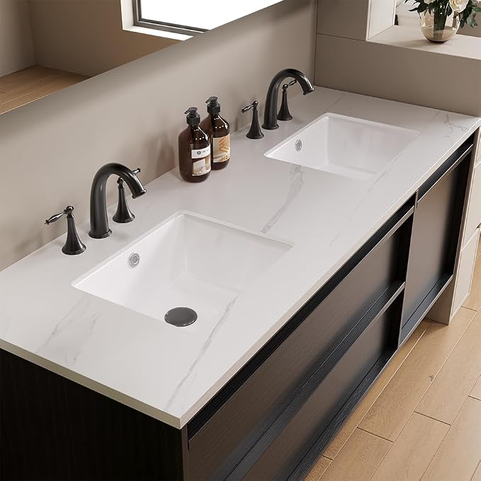 14in Undermount Bathroom Sink Rectangular, 14" x12.6" Small Vessel Sink Rectrangle Undermount Bathroom Sink White Ceramic Lavatory Vanity Vessel Sink with Overflow