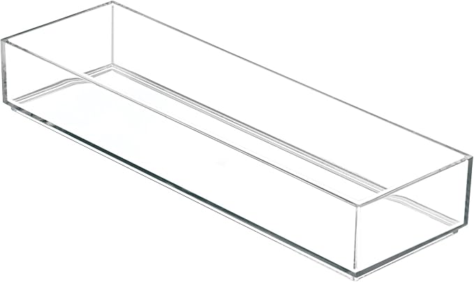 iDesign Clarity Plastic Drawer Organizer, Storage Container for Silverware, Utensils, Kitchen Gadgets in Pantry, Cabinets, Countertops, 4" x 12" x 2" - Clear