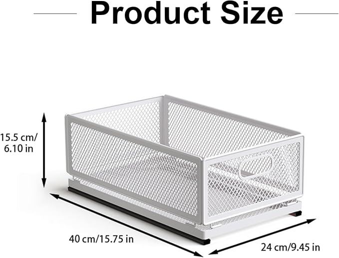 Pull Out Cabinet Organizer, Slide Out Drawers Fixed with Adhesive Nano Film, Pantry Shelves Sliding Drawer Storage Organization for Kitchen/Bathroom/Bedroom (15.7*9.4*6.1inch/40*24*15.5cm)