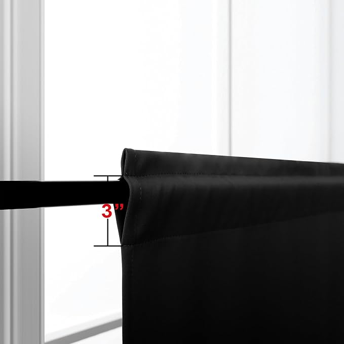 KOUFALL Short Curtains for Small Window, 24x24 Blackout Thermal Insulated Curtains for Boys Bedroom, Width 24 x 24 Inch Length, Black