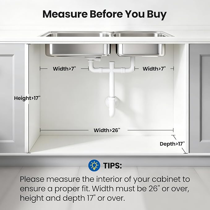 Under Sink Organizer, 3-Tier Pull Out Cabinet Organizer with Drawer Stops, Height Adjustable Slide Out Storage Rack for Kitchen Bathroom Pantry Laundry Room Organization, 2 Pack