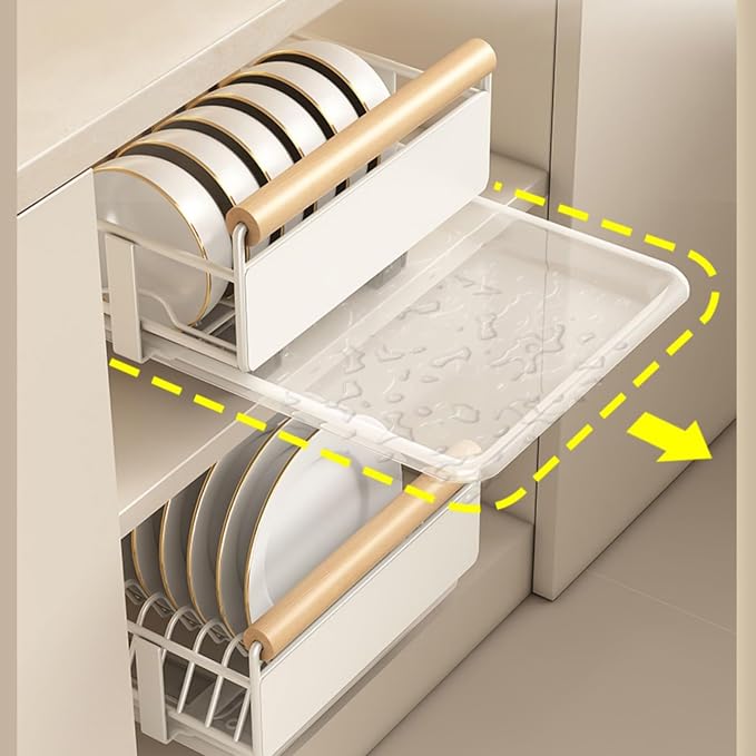 Pull Out Cabinet Drawer Organizer 6 Pack, No Drill Slide Out Shelves Cabinet for Kitchen Fixed with Nano Film, Heavy Duty Sliding Pantry Storage Drawer (White Set of 4)