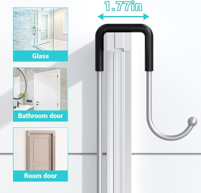 Aitatty Hanging Shower Caddy Over Door: Silver Rustproof Shower Organizer over the Door - No Drilling Bathroom Rack for Inside Shower