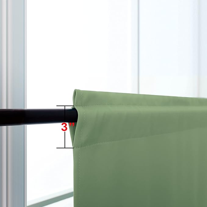 KOUFALL Bathroom Curtains Window, Short Boho Blackout Curtains for Bedroom 2 Panels, Wide 34 x Long 36 Inches, Sage Green