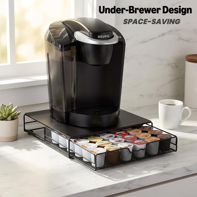 DecoBrothers K-Cup Holder Drawer for 36 Coffee Pods Storage, Black