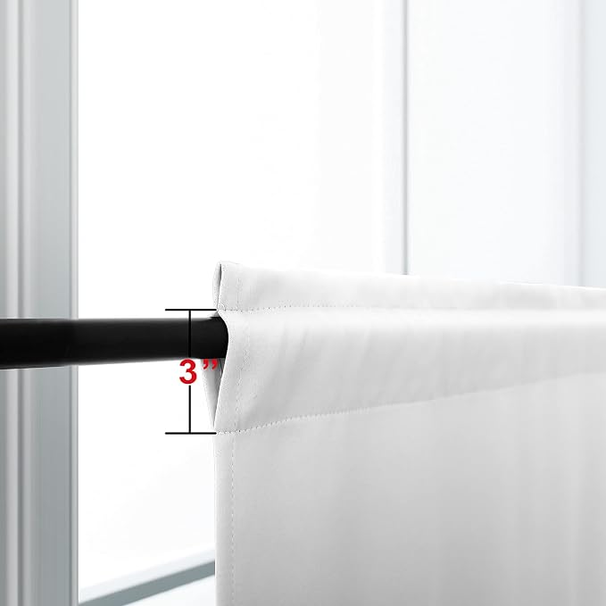 KOUFALL Small Window Curtains White Short 36 Inch Length Semi Blackout for Kitchen Bathroom Door Laundry Room